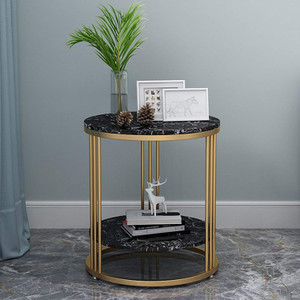 SHARIQ WOODEN ACCENTS Modern Metal Round Coffee Table | End Table | Side Table | Centre Table MDF Top Metal Corner Table