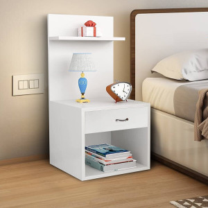 KAWACHI Sofa Side Bedside Table with Drawer Open Cabinet Nightstand End Table Engineered Wood Bedside Table