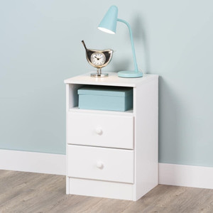 UNITEK FURNITURE Solid Sheesham Wood Square Bedside Table with Drawer & Shelf Storage Wooden Side End Tables Night Stand for Home Living Room Bedroom - White Finish Engineered Wood Side Table