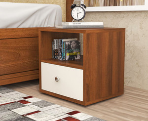 Floresta Wud Engineered Wood Side Table With Drawer For Bed Room / Living Room Engineered Wood Side Table