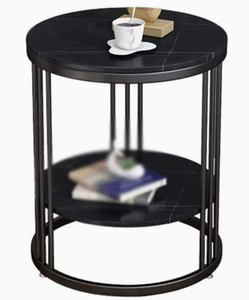 BESTQUALITY Round Coffee and Side Accent End Table for Living Room Engineered Wood Side Table