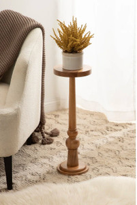 classiconline Mango Wood Round Side Table And Lamp Stand Solid Wood Side Table