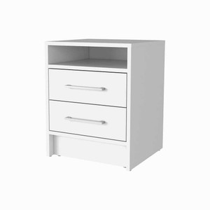 UNITEK FURNITURE Eter Nightstand, Superior Top, Two Drawers and Open Shelf Solid Wood Bedside Table