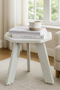 KVS Furniture Mini Hexagonal Side Table 30 cm, Matte Finish Engineered Wood End Table