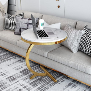 Outletcart Metal Frame Engineering Wood Top 2 Teir Side \ End Table Metal End Table