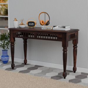 FURNISQUARE Console Table Wooden | Solid Wood Side Table with Storage for Living Room Solid Wood Console Table