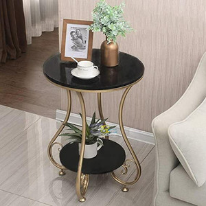 bloo mart Iron golden 2 Tier Round End Table Coffee Table Side Table Metal End Table