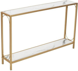 PRITI Narrow Console Entryway Table, Rustic Surface Skinny Sofa Table with Storage Stone Console Table