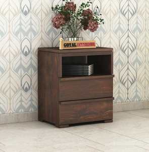 GOYALINTERIOR Sheesham Wood Bedside Table For Bedroom/Wooden End/Nightstand Lamp Table Solid Wood Bedside Table