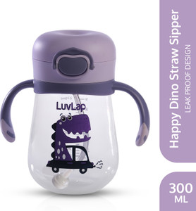 LuvLap Baby Bite Resistant Soft Silicone weighted Straw Sipper Cup with Handle, 300 ml,