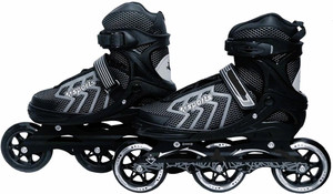 KOJERAFASHION Skatess with PU Flashing Wheel Aluminum Body 3 Wheel Skates Shoe Skates - Size Age 7-16 Years UK