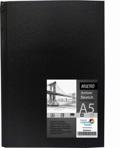 BRuSTRO Artists Stitched Bound Sketch Book, A5 Size, 156 Pages, 90 GSM Sketch Pad