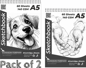 Guddison Foreman A5 Drawing Book / Sketchbook | 60 Sheets (120 Pages) | Hardcover at Back Sketch Pad