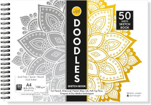 Zen Sangam Express your Mind Artists' A4 Doodles Sketch Book - 11.7 x 8.3 Inch (50 Sheets) - Spiral-Bound Sketchpad for Beginners - Acid Free Paper for Doodling Sketch Pad