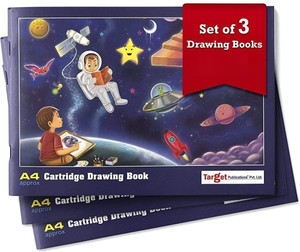 Target Publications Drawing Books Artists,Kids | A4 Sketch Book | 34 Pages 29.5 x 21c m | Pack of 3 Sketch Pad