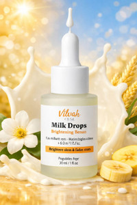 Hegza Vilvah Milk Drops Brightening Serum | Rice Milk & Natural Actives | Brightens Skin & Fades Dark Spots | Lightweight & Non-Sticky | 30 ml