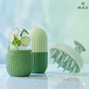 RUGY Ice Roller for Face, Neck & Eyes with Scalp Massager with Medical-Grade Silicone Bristles