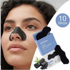 Dr.Droun Activated Charcoal Nose Strips Blackhead Remover Pore Cleansing Strips for Oily Skin Acne Control Deep Clean Peel Off Mask for Men & Women Instant Black & Whitehead Removal (10 Strips)