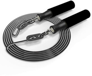 LYCAN Rope for Exercise, Gym, Sports Fitness With Foam Handel (Black) Ball Bearing Skipping Rope