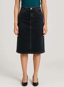 KOTTY Solid Women A-line Black Skirt