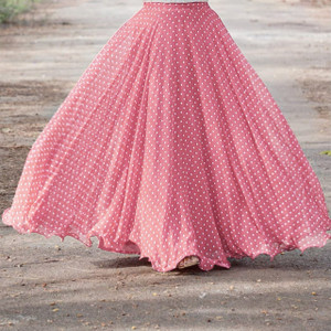 ENCLIQ Polka Print Women Flared Pink, White Skirt