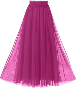 KAREEMAH Solid Women Gathered Pink Skirt