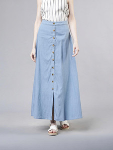 Tokyo Talkies Solid Women Flared Light Blue Skirt