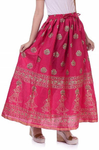 VIKALPS Printed Women A-line Pink Skirt