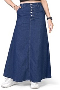 ts fashion Solid Women A-line Blue Skirt