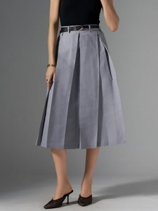 AASK Solid Women Flared Grey Skirt