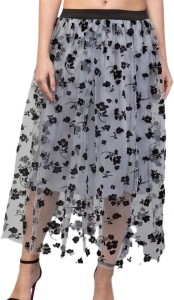 JANGID FASHION Floral Print Women A-line Grey Skirt