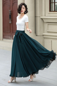 GUNHILD Solid, Printed, Striped Women Flared Black, Light Blue Skirt