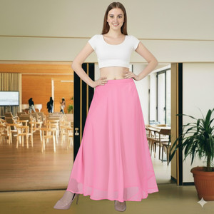 MUZUN Solid Women Flared Pink Skirt