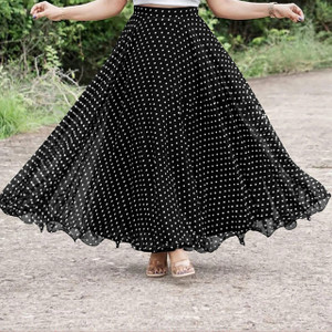 3Buddy Fashion Polka Print Women Flared Black, White Skirt