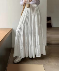 SHREE LILADHAR FASHION Solid Women Flared White Skirt
