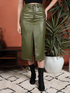 TANDUL Solid Women Straight Light Green Skirt