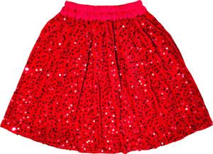 SHREERAMCHARANSTORE Embellished Girls A-line Red Skirt