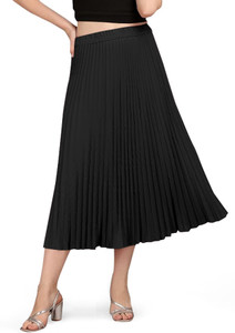 Kipzy Solid Women Regular Black Skirt