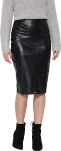 CRAMPLE Solid Women Pencil Black Skirt