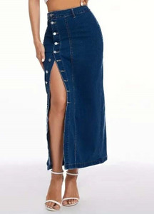 ts fashion Solid Women Pencil Dark Blue Skirt