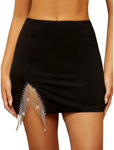 GLARE & BLAIR Solid Women Regular Black Skirt