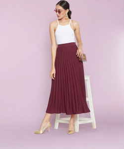 Uptownie Lite Solid Women Pleated Maroon Skirt Buy Uptownie Lite