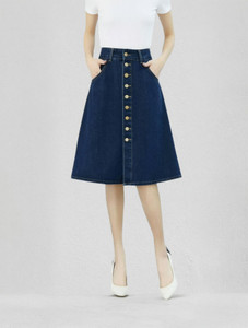 ts fashion Solid Women A-line Blue Skirt