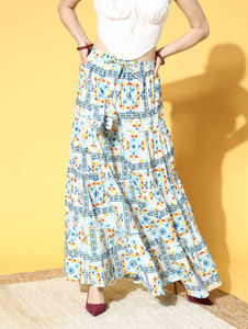 MFGIVA Printed Women Tiered Multicolor Skirt