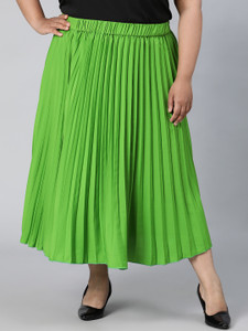 OXOLLOXO Solid Women Tiered Green Skirt