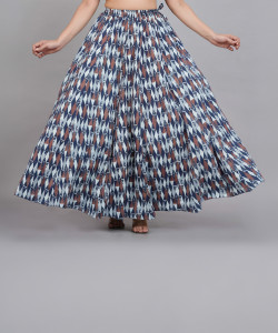 AR-FABTIKO Printed Women Flared Blue Skirt