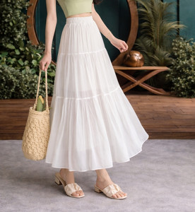 sarojani Solid Women Flared White Skirt