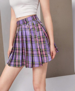 Khalak Self Design Women Pleated Purple Skirt