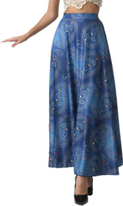 vagisha Printed Women Flared Blue Skirt