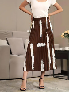 ZWERLON Printed Women A-line Brown Skirt